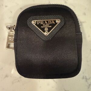 Prada Black Nylon Mini Pouch with Silver Hardware